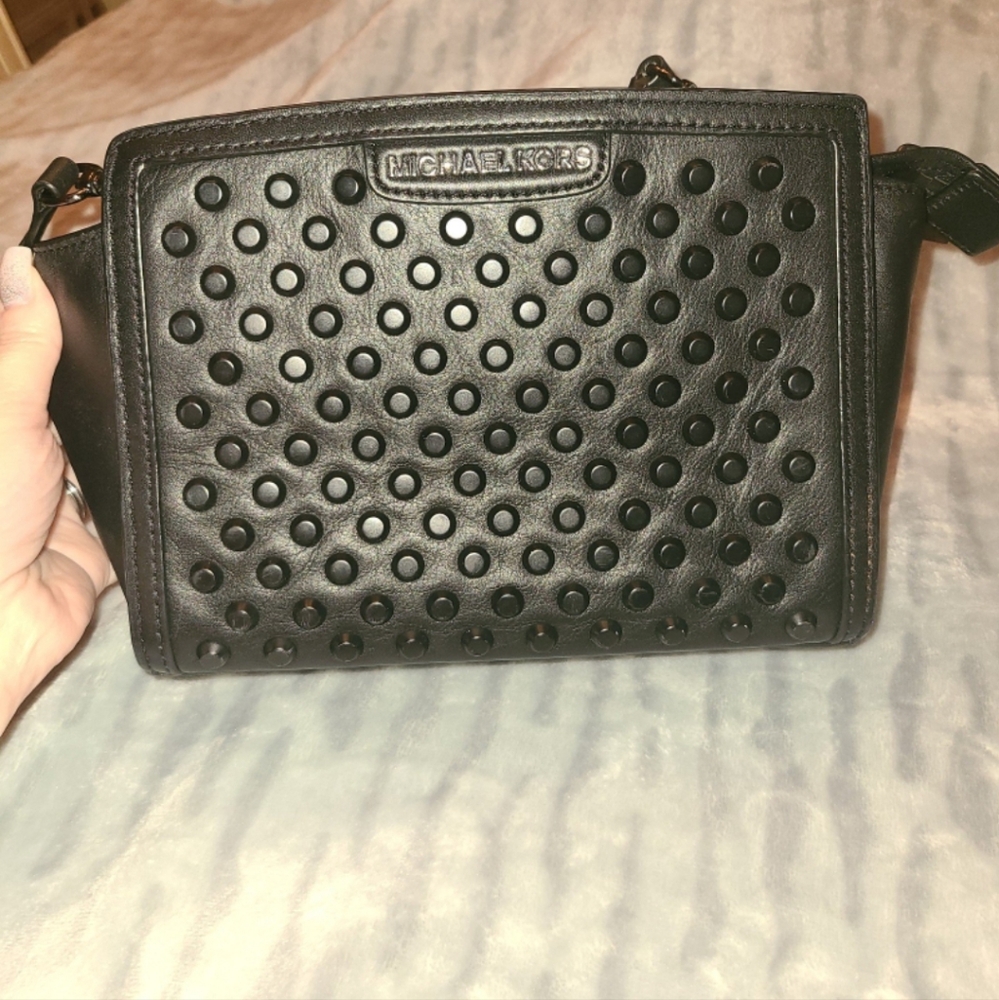 Michael Kors Black Perforated Crossbody Bag